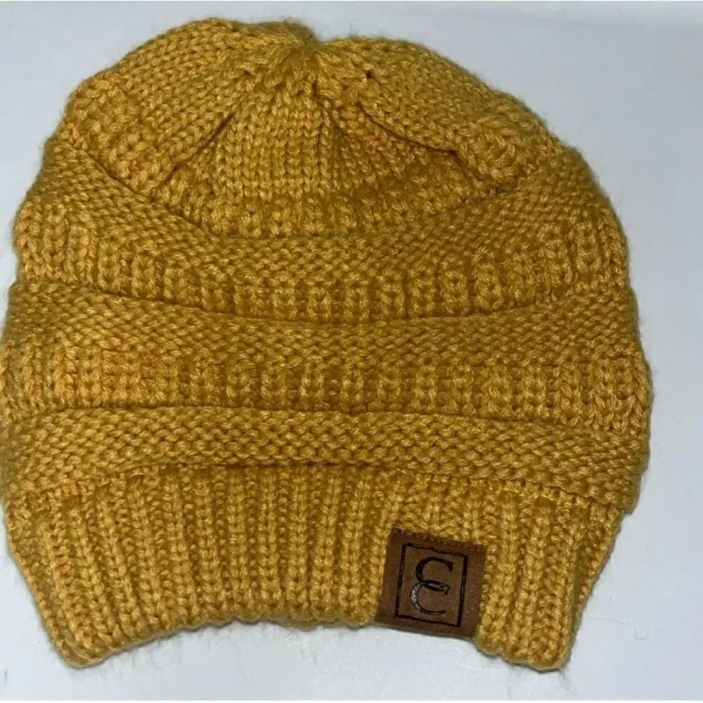 Very Nice Warm C.C Knit Beanie Hat Cap Mustard Color One Size
